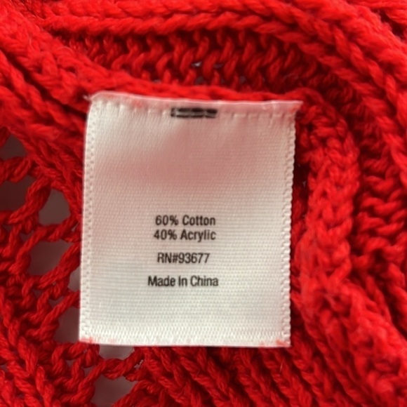 A.N.A Open Knit Red Sweater Women's Size XL Scoop Neck Long Sleeves Cotton Blend - Picture 11 of 12